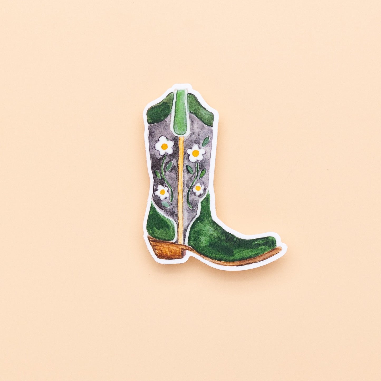 Green Daisy Cowboy Boot Magnet