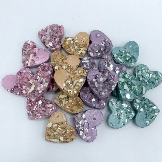 Concrete Heart Magnet with Crushed Glass Detail