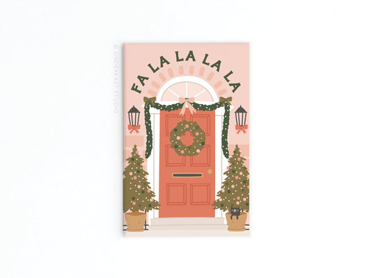 Fa La La Christmas Door Refrigerator Magnet